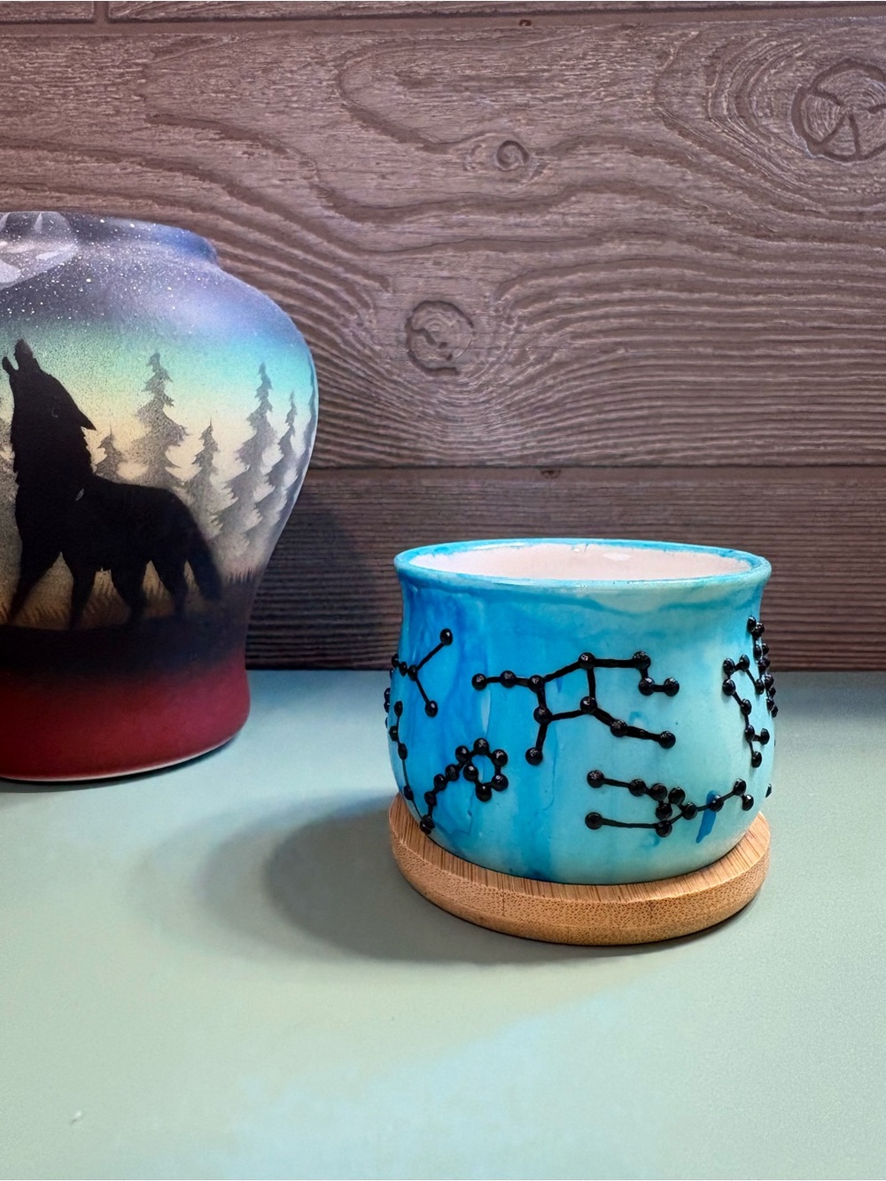 Hand Crafted Turquoise Blue Constellation Ceramic Succulent Planter